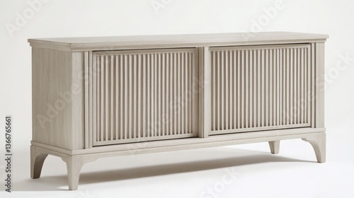 Wallpaper Mural A media console with a sliding tambour door in light ash wood Torontodigital.ca