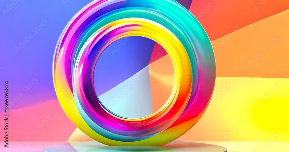 Vibrant Rainbow Rings Abstract 3D Render Vibrant Rainbow Rings Abstract 3D Render