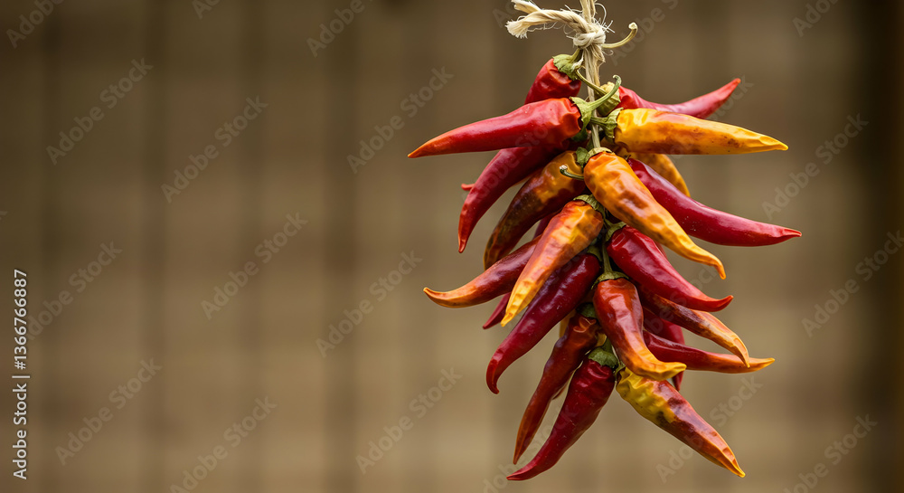 Fototapeta premium Dried Chili Peppers Hanging