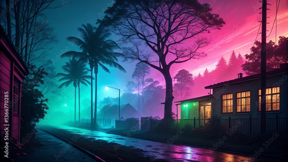 Fototapeta premium palm trees at night