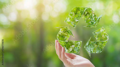 Hand Holding a Green Recycl...