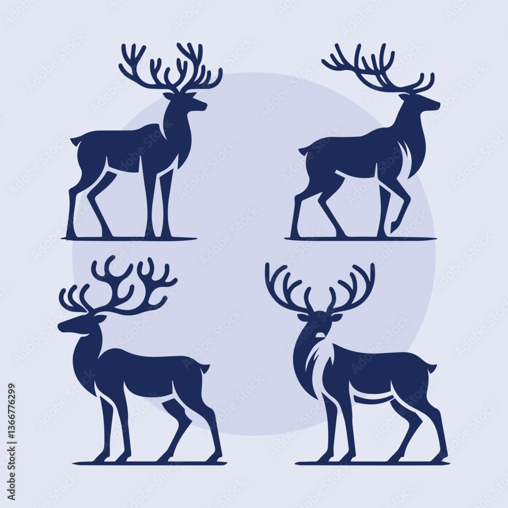 Fototapeta premium set of deer silhouettes
