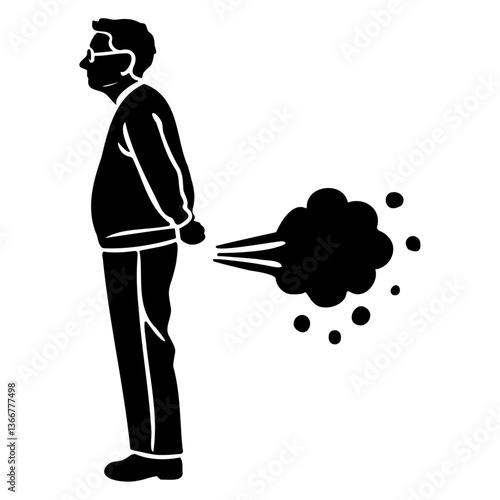 Man Farting Silhouette
Humorous black-and-white vector of a man passing gas.