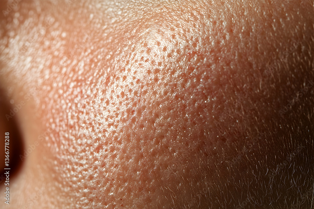 Fototapeta premium Close-up of human skin pores exhibiting texture and natural details