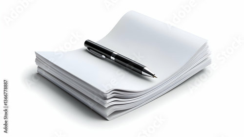 Wallpaper Mural Black Pen on Stack of Blank White Paper Torontodigital.ca