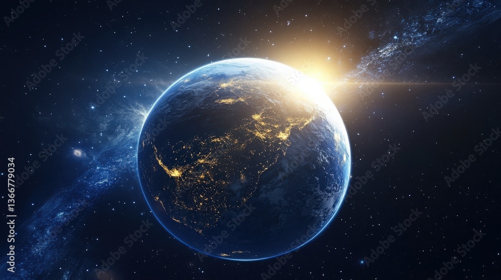 Obraz premium Earth from Space at Sunrise