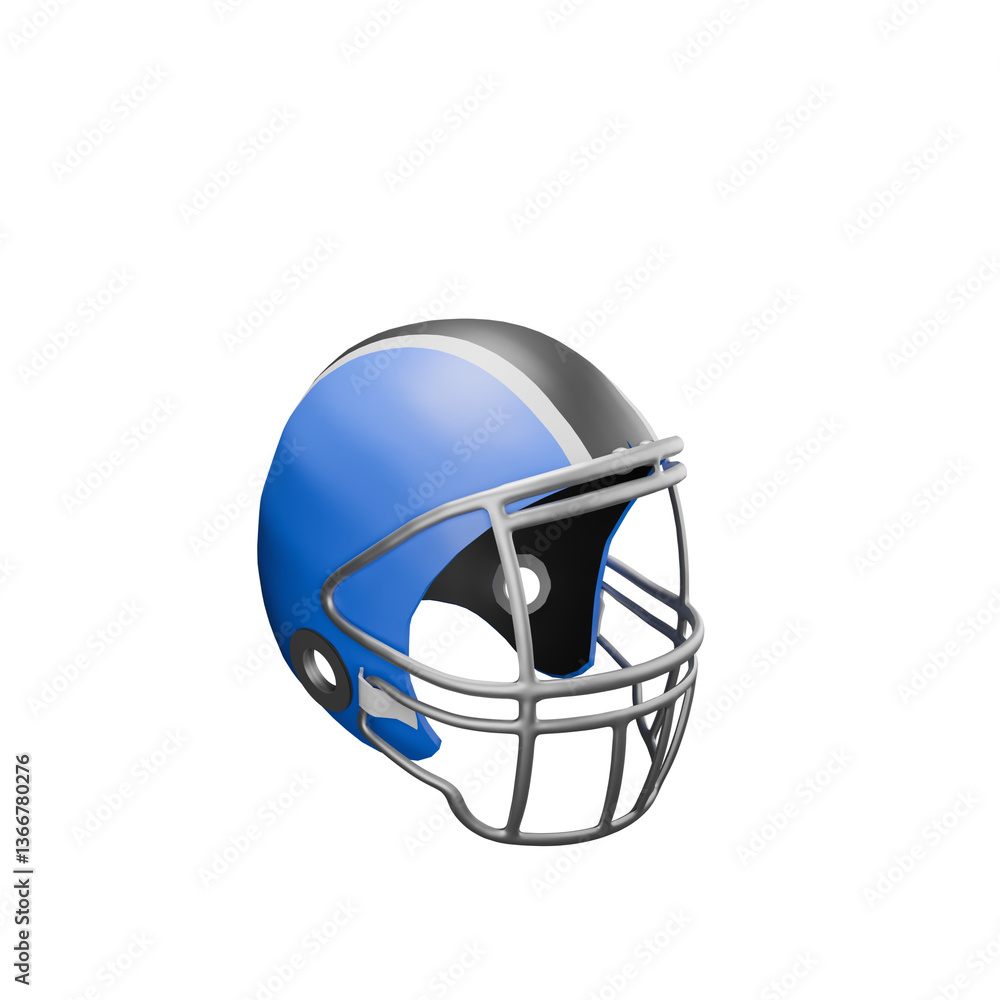 Fototapeta premium 3D Side View of Blue Football Helmet