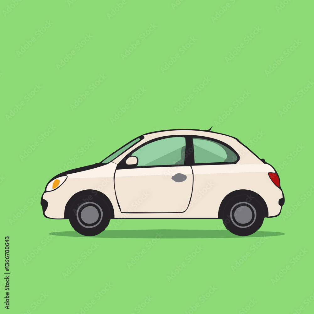 Obraz premium Minimalist White Car Vector Illustration