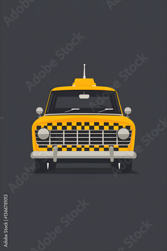Bright Yellow Taxi Icon Depicting Classic Urban Transportation for Modern Digital Use