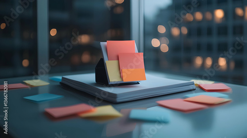 Wallpaper Mural Colorful Sticky Notes on Notepad at Night Office Desk Torontodigital.ca