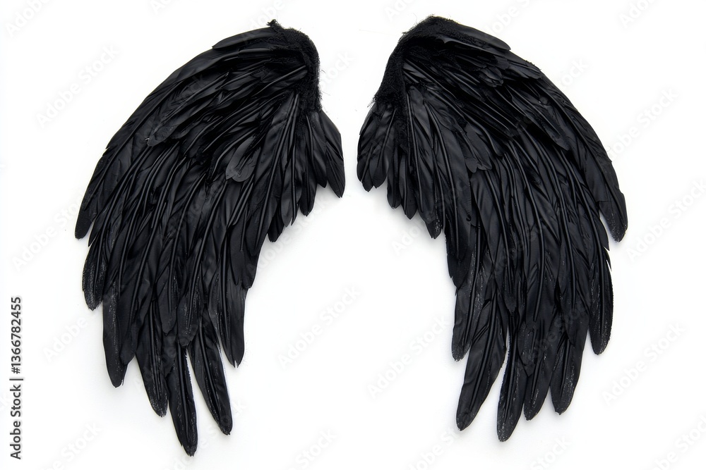 Fototapeta premium Feathered Angel Wings Isolated on Clean Background for Creative Design Use 