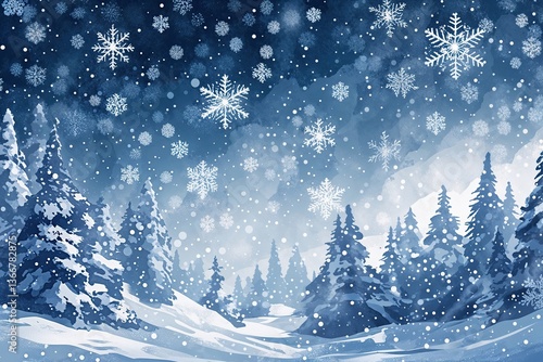 Wallpaper Mural Abstract Winter Background Featuring Snowflakes and Heavy Snowfall Torontodigital.ca