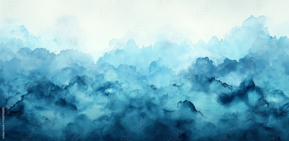 Abstract watercolor background in dark blue and teal with hand-painted texture Abstract watercolor background in dark blue and teal with hand-painted texture