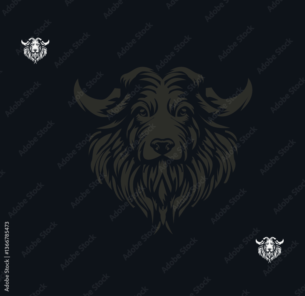 Fototapeta premium Cow vector illustration on blue background.