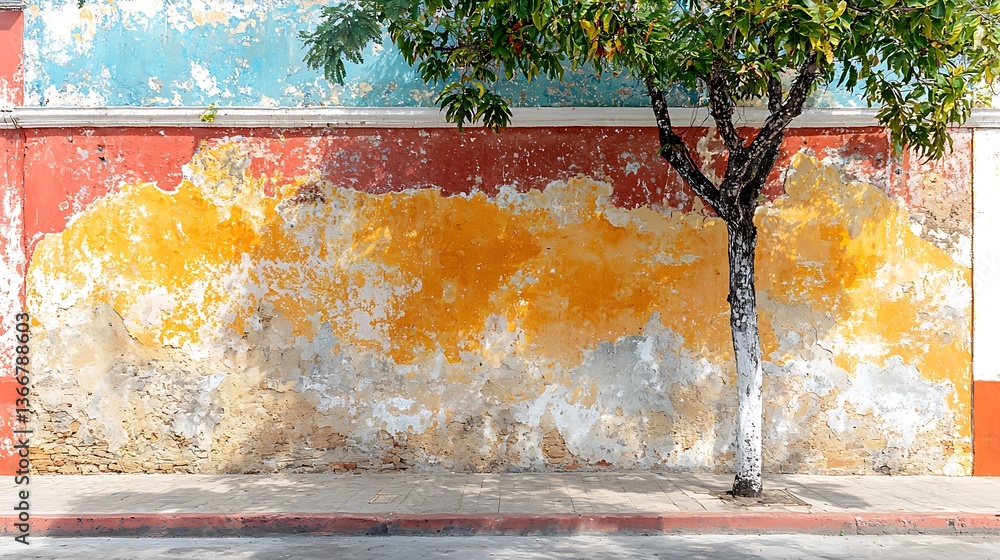 Fototapeta premium Abstract mural yellow orange wall art