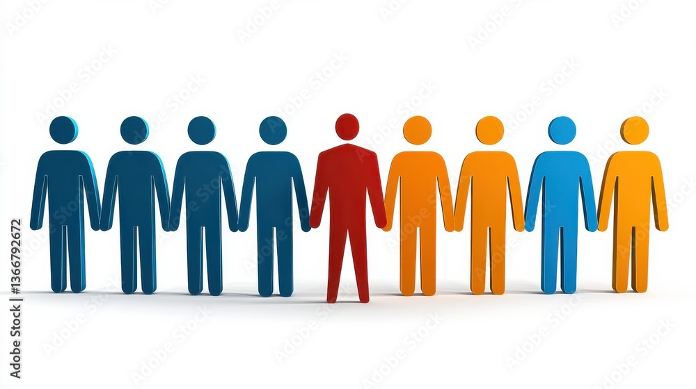 A diverse group of people each with their own unique attributes gathered together with a central figure guiding and leading the collective A diverse group of people each with their own unique attributes gathered together with a central figure guiding and leading the collective