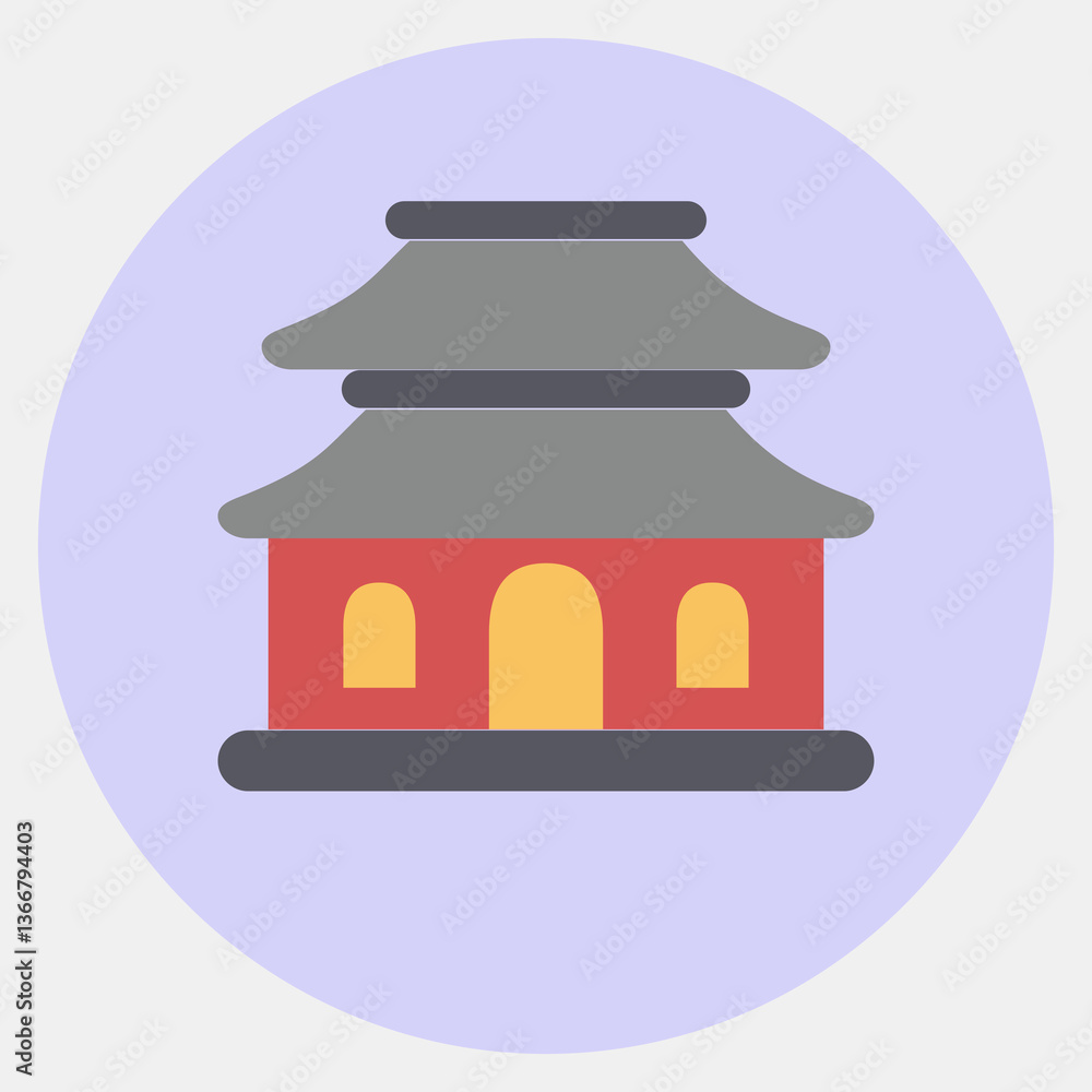 Icon pagoda. Building elements. Icons in color mate style. Good for prints, web, posters, logo, site plan, map, infographics, etc. Icon pagoda. Building elements. Icons in color mate style. Good for prints, web, posters, logo, site plan, map, infographics, etc.