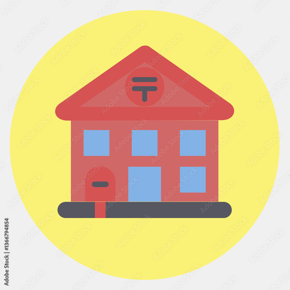 Icon post office. Building elements. Icons in color mate style. Good for prints, web, posters, logo, site plan, map, infographics, etc. Icon post office. Building elements. Icons in color mate style. Good for prints, web, posters, logo, site plan, map, infographics, etc.