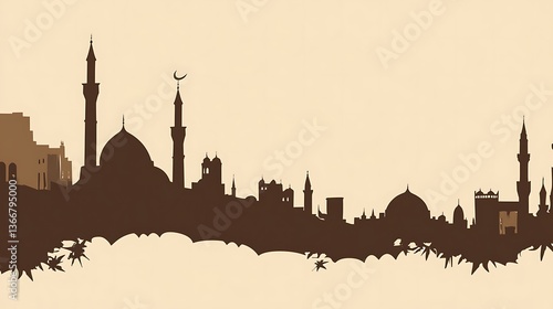 An artistic silhouette depicting the architectural style of a city