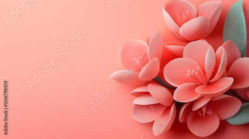 Pink Coral Blossoms on Soft Pink Background