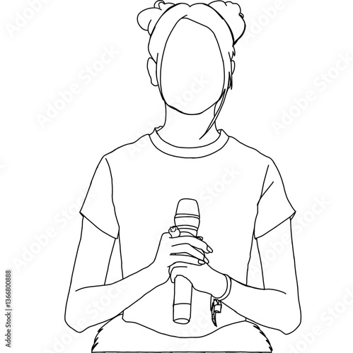 Vector illustration of a fashion stage sketch. Korean idols performing. Female fashion idol. Female singer performing in beautiful clothes.