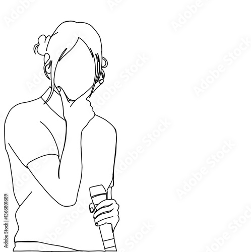 Vector illustration of a fashion stage sketch. Korean idols performing. Female fashion idol. Female singer performing in beautiful clothes.