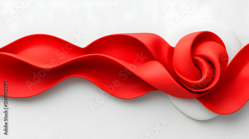 Red and White Abstract Rose Design with Wave Texture