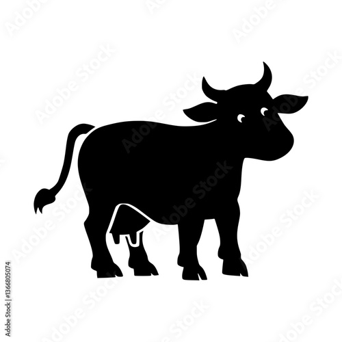 Cute Cow Silhouette Vector Icon