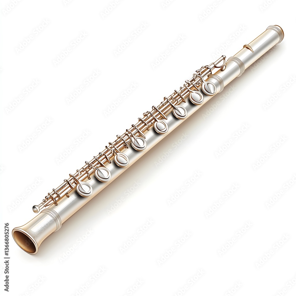 Fototapeta premium Classical Flute Performance: Elegant Woodwind Instrument in a Symphony Concert