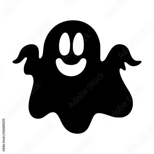 Cute Smiling Ghost Silhouette Graphic