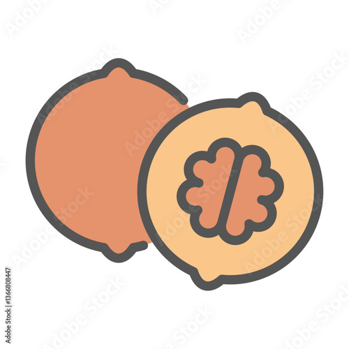Walnut filled outline icon. Walnut color line illustration.

