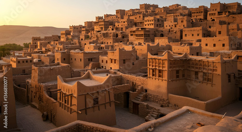 Ancient Desert City At Sunrise
