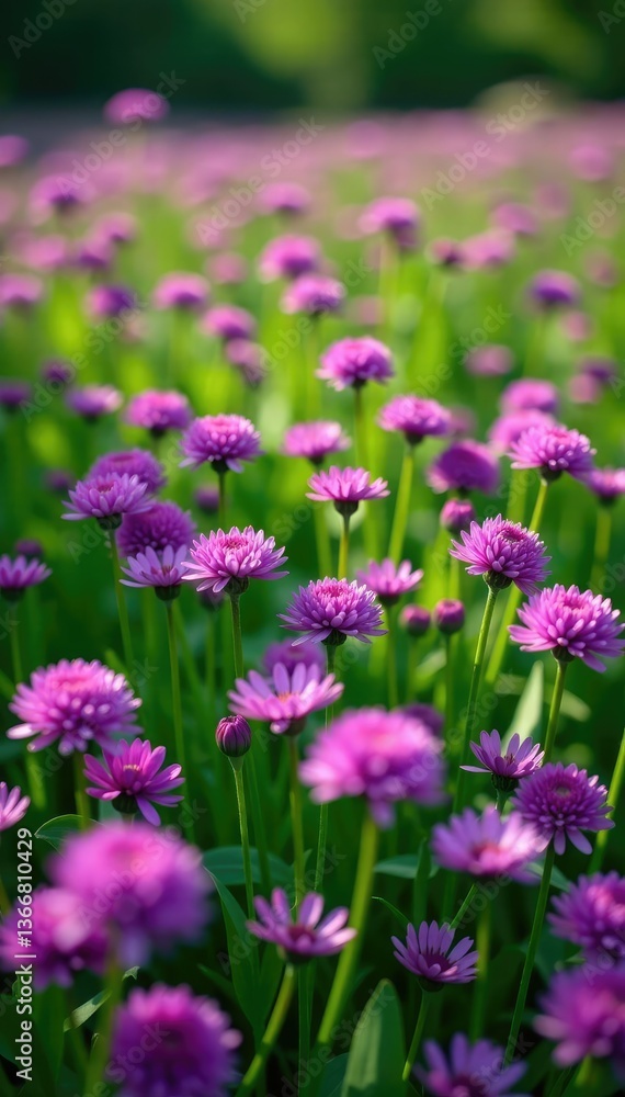 A blanket of purple allium flowers covering a lush green meadow, floral, meadow, garden A blanket of purple allium flowers covering a lush green meadow, floral, meadow, garden