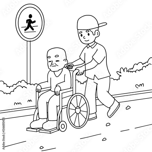 Creative Coloring Book : Kid Helping Each Other