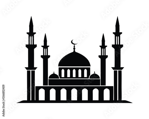 Silhouette of a mosque, vector mosque Design