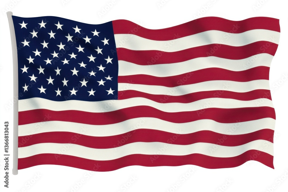 Waving American Flag with Stars and Stripes Symbolizing National Pride Waving American Flag with Stars and Stripes Symbolizing National Pride