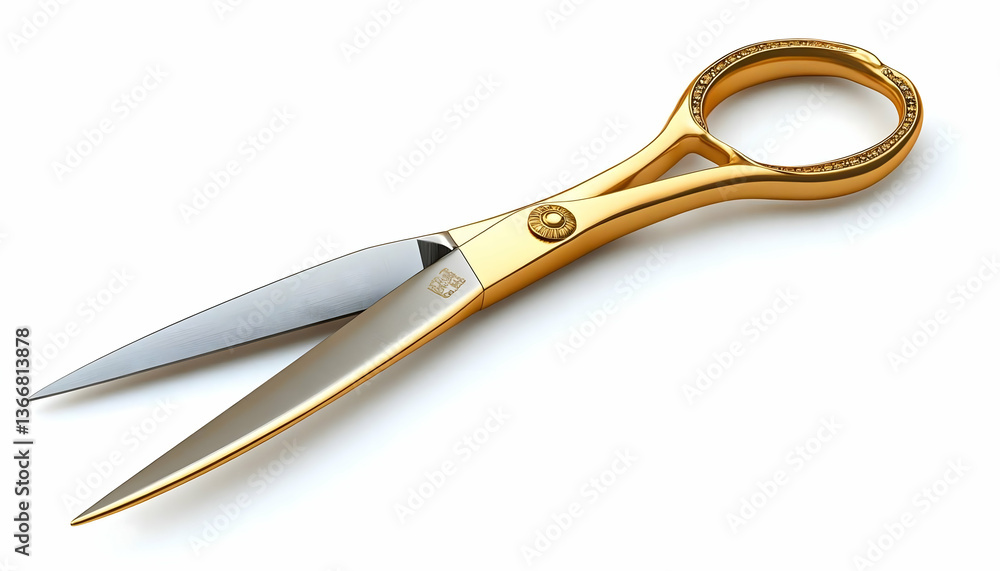 Obraz premium Gold Hair Cutting Scissors on White Background