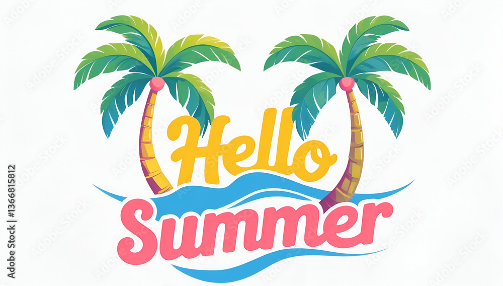 Naklejka premium Summer illustration of summer travel to the sea