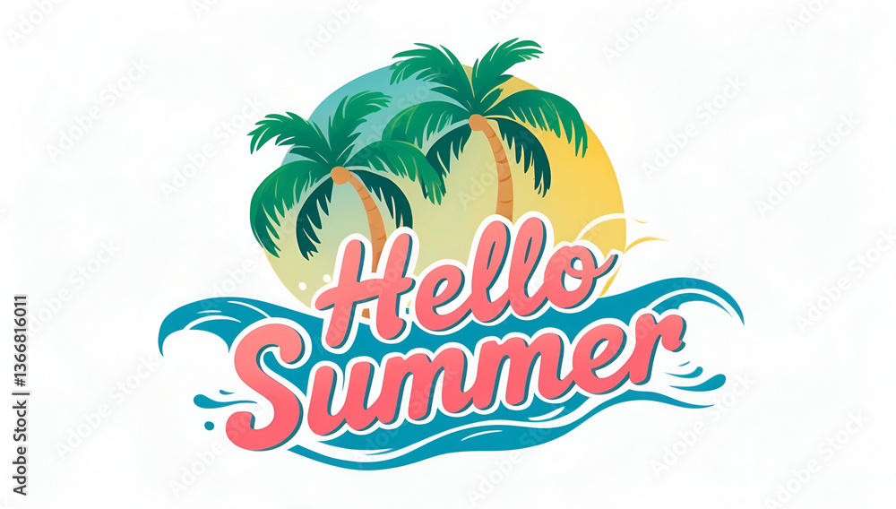 Naklejka premium Summer illustration of summer travel to the sea