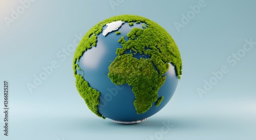 Green Earth on Blue Background