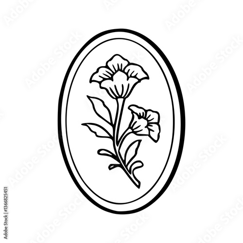 botanical design in frame line art