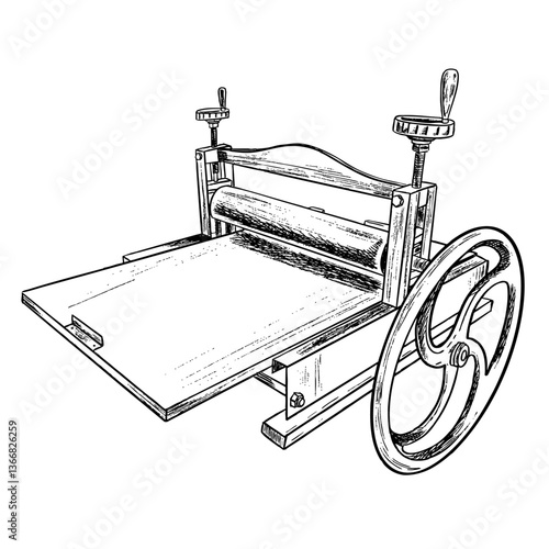 Etching printmaking press vector vintage scratchatching stamp illustration