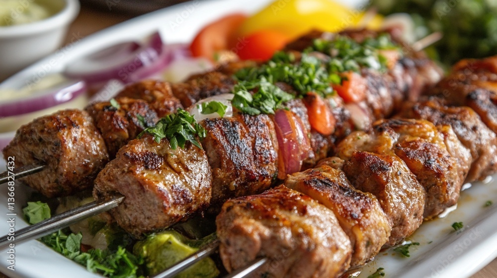 Grilled skewers of meat with vegetables Grilled skewers of meat with vegetables