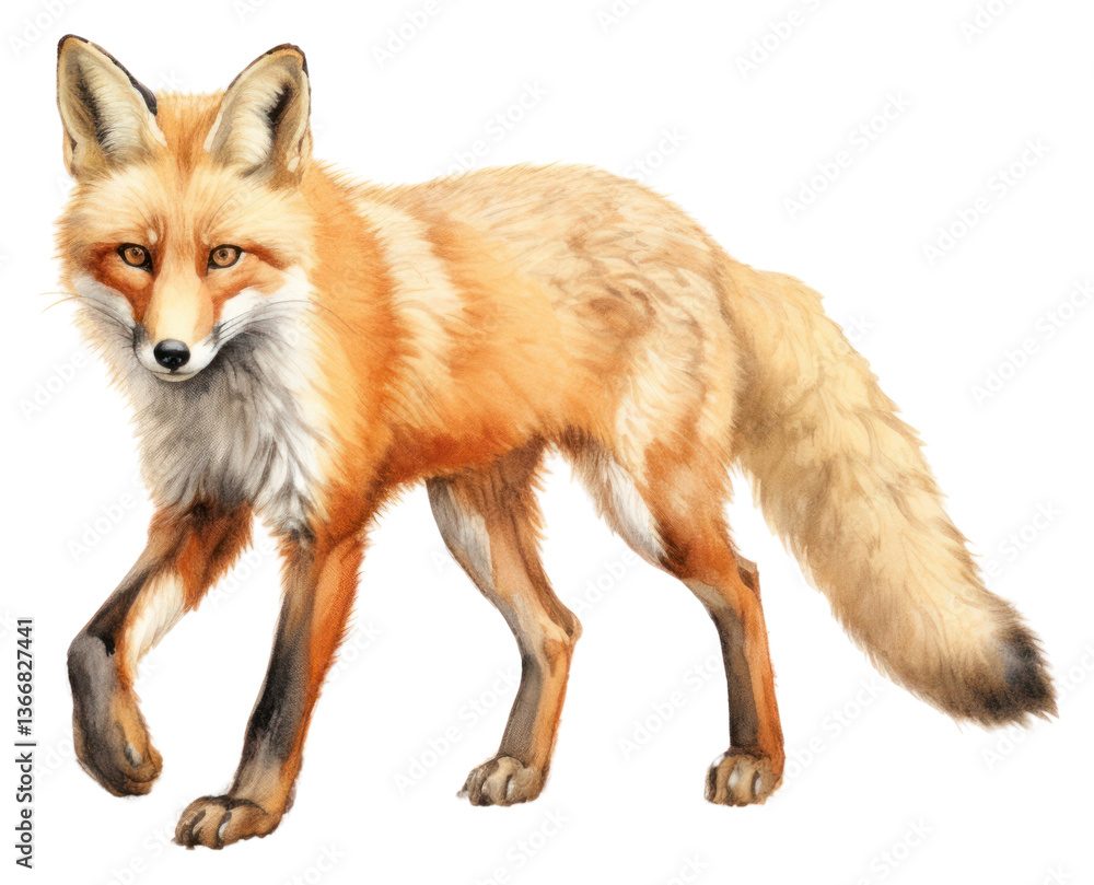 Fototapeta premium PNG Fox walking wildlife drawing animal.