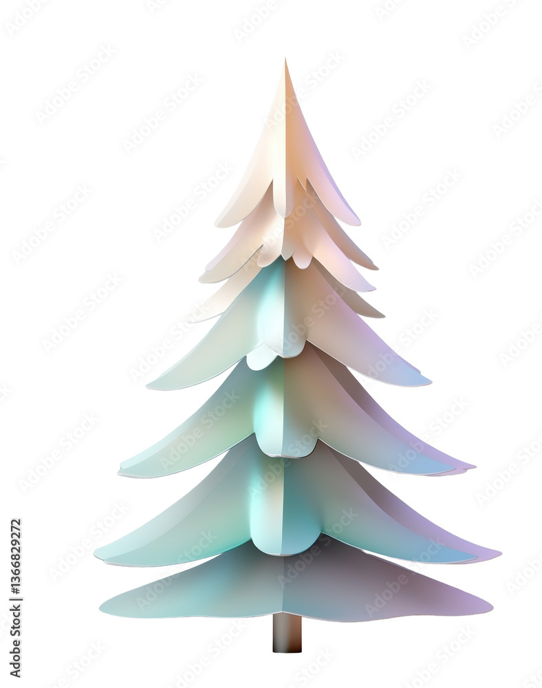 Obraz premium Minimalist Pastel Christmas Tree Against White Background