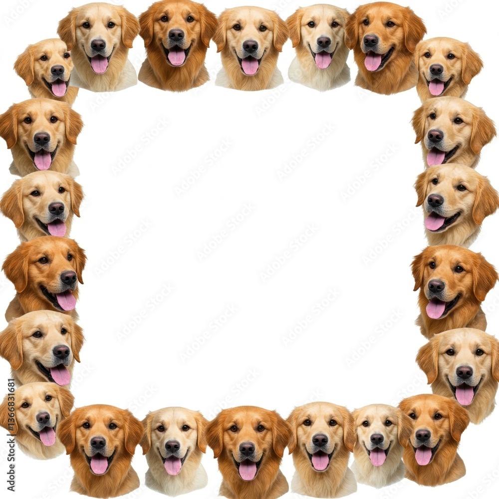Obraz premium Golden Retriever Dog Frame with Cute Happy Faces, Perfect for Pet Lovers and Decoration