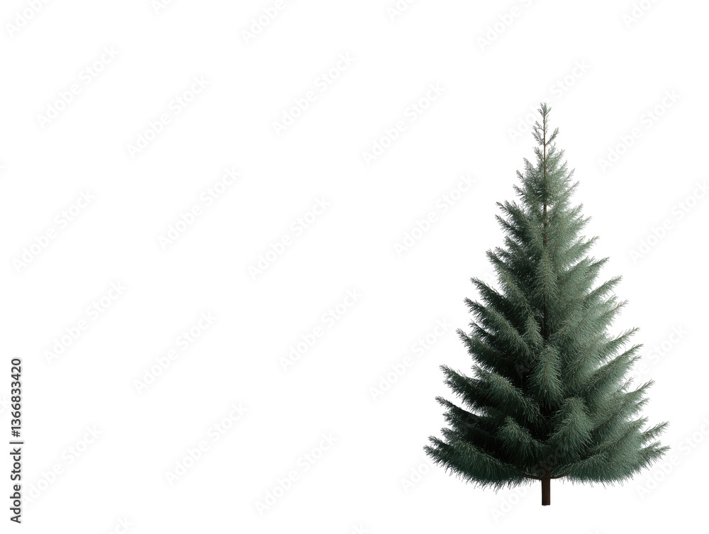 Obraz premium Minimalist Evergreen Christmas Tree on White Background