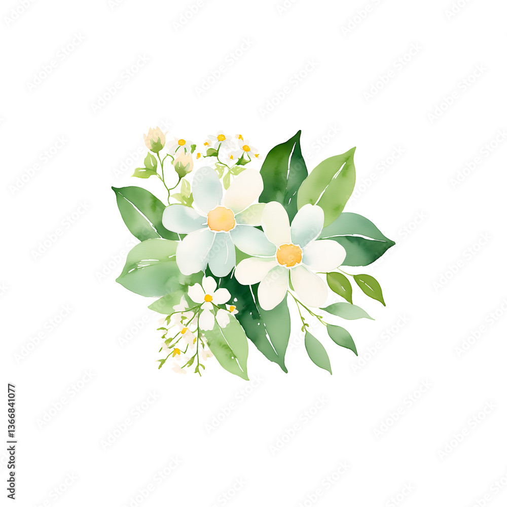 Obraz premium Watercolor bouquet of white flowers