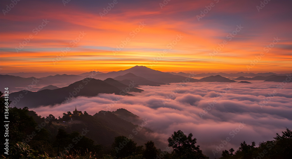 Sunrise Over Misty Mountains Sunrise Over Misty Mountains