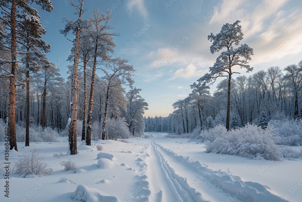 Obraz premium Winter Wonderland with Snowy Timberland Scenic Views